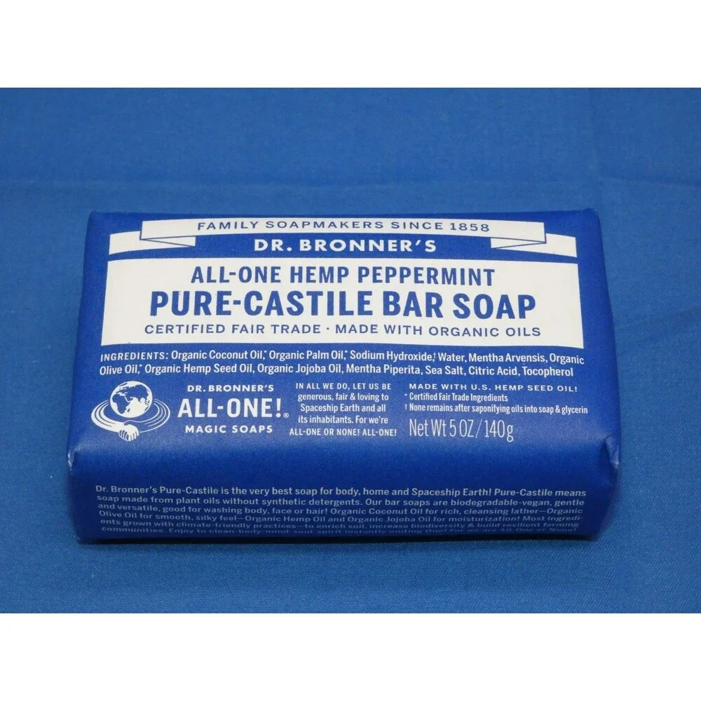 Dr Bronner's All One Hemp Peppermint Pure Castile Soap Organic 5 oz - 5 BARS Lot
